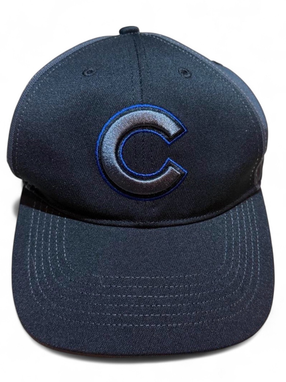 Chicago Cubs Blackout Adjustable Hat MLB Baseball Cap Black Blue Logo Gear OSFA